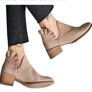 Seychelles Suede Leather Ankle Boots Ruffle